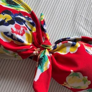 Red floral bikini bandeau top